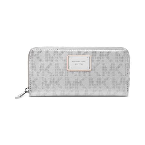 michael kors silver metallic wallet.